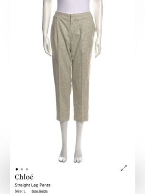 Chloé Speckled Beige Cropped Straight-Leg Pants TRR